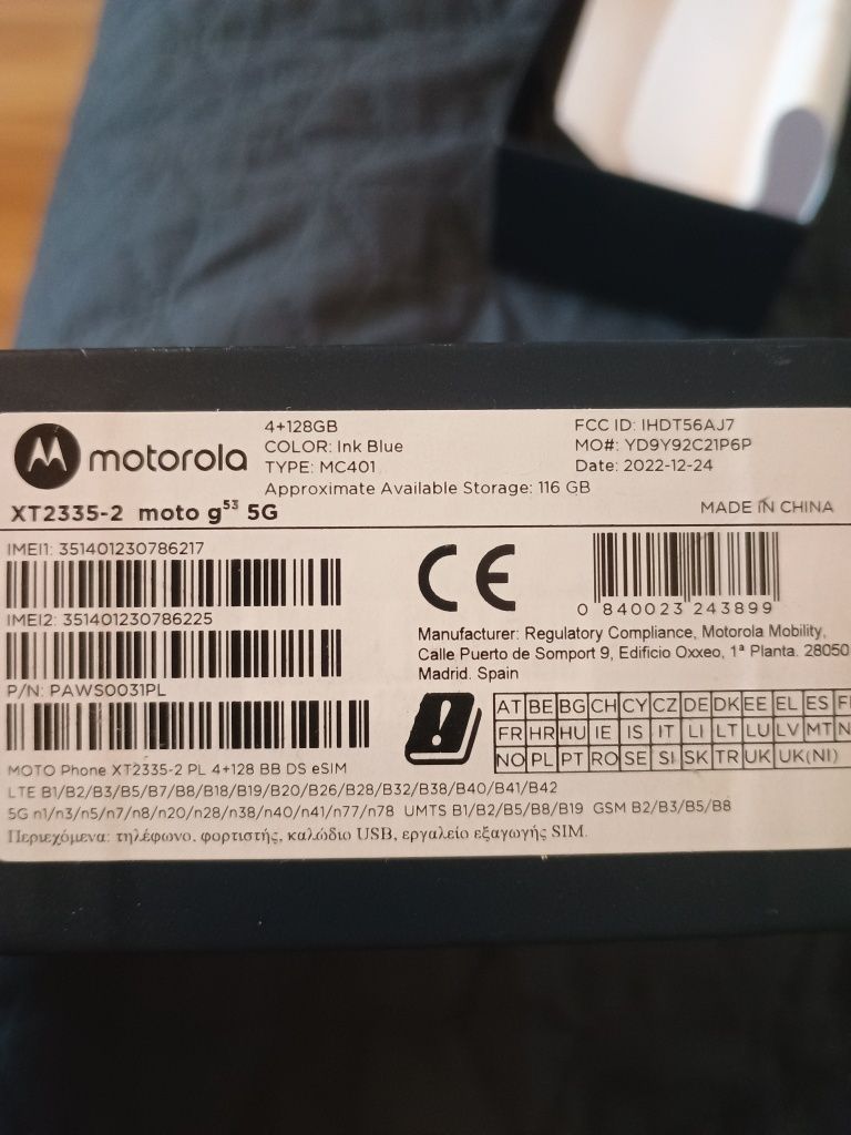 Motorola g53 5g sim+esim+microsd 128gb 4gb RAM
