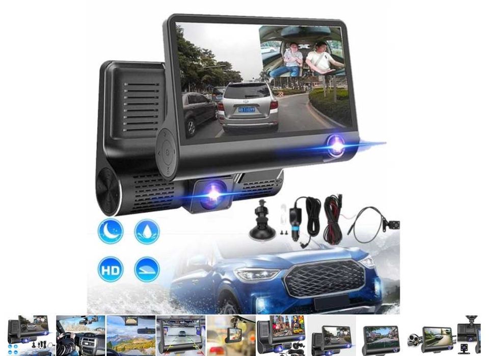 Wideo rejestrator kamera samochodowa 3 KAMERY FULL HD + KAMERA COFANIA
