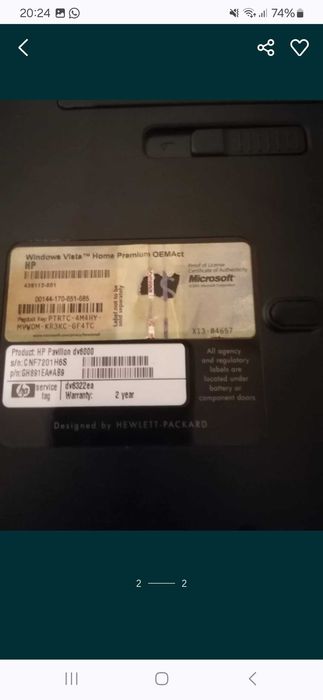 Portátil  marca HP