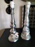 2 bases de candeeiro em metal cor prata