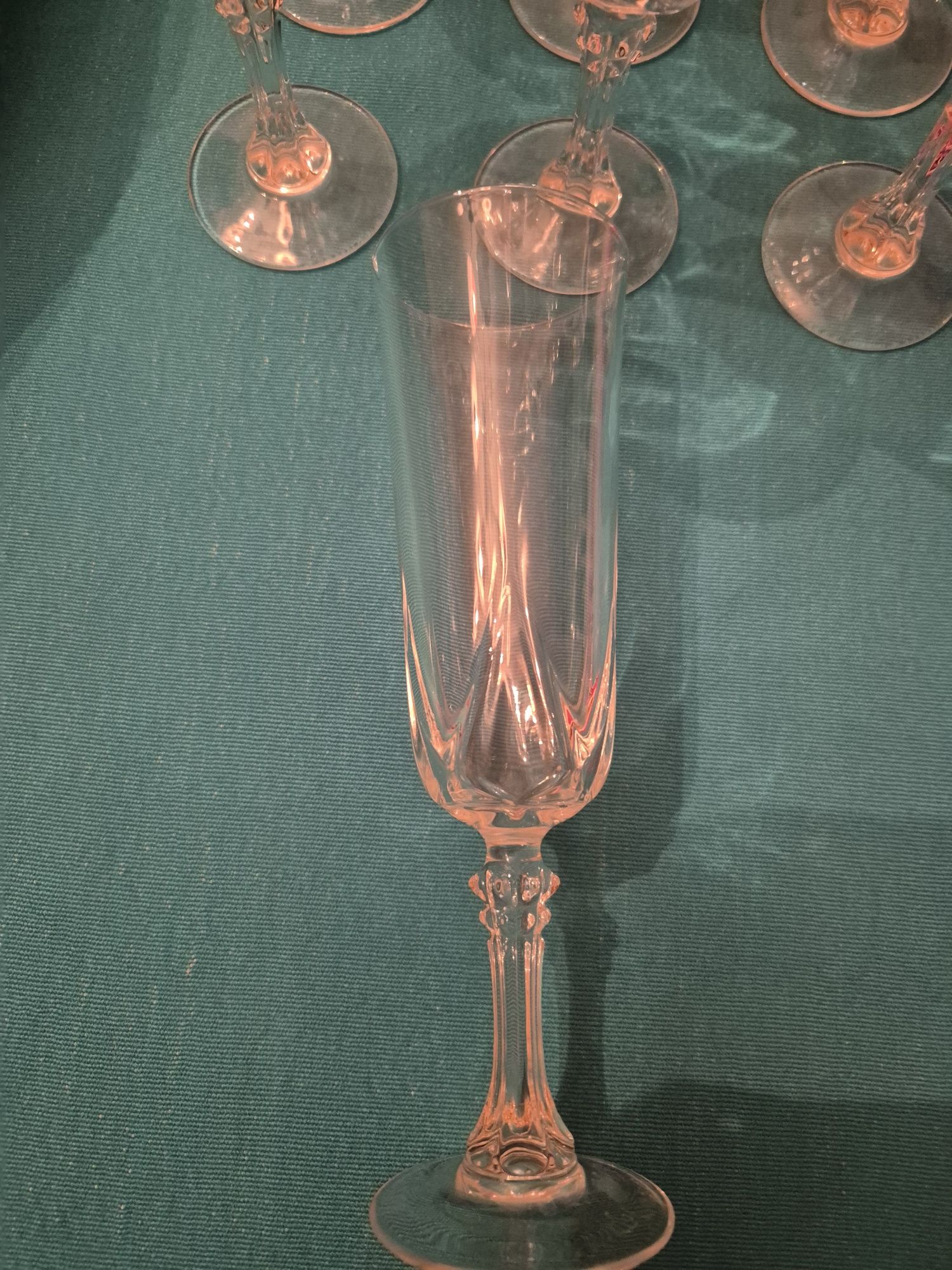 7 flutes vidro italiano, semi novos