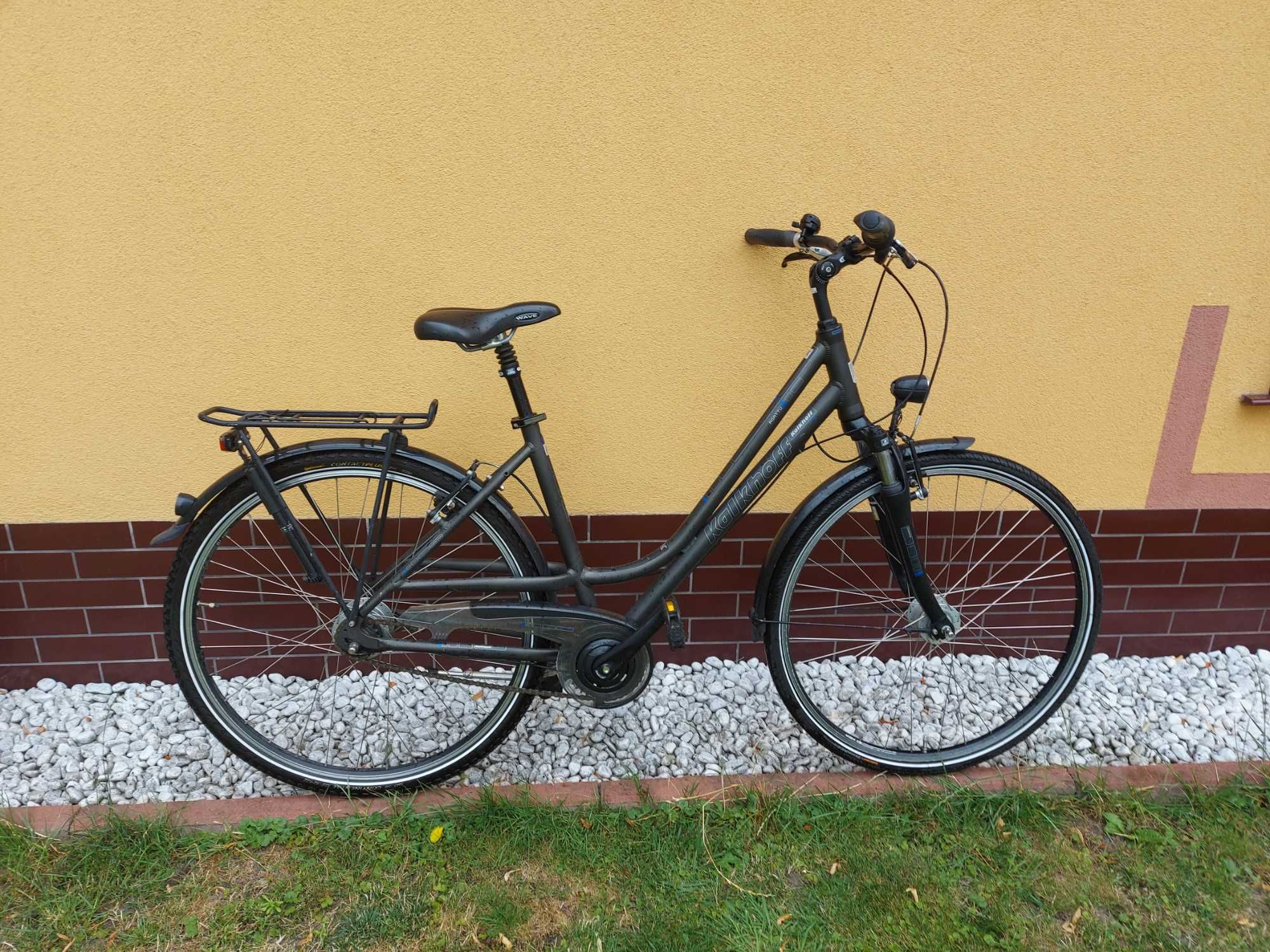 aluminiowy rower damski Kalkhoff Agattu Nexus 8 amortyzator dynamo