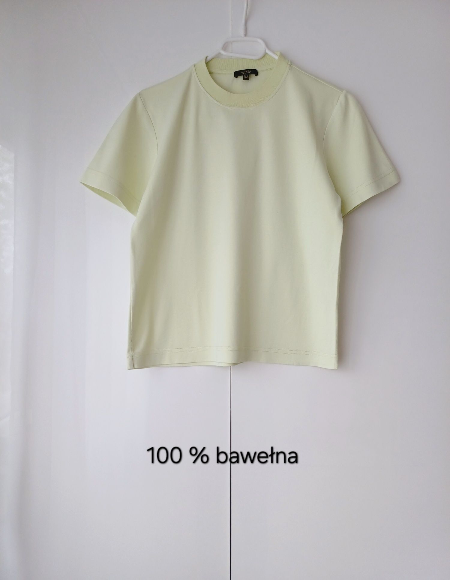 Massimo Dutti t-shirt bawełna cytrynowy pastelowy żółty tshirt oversiz