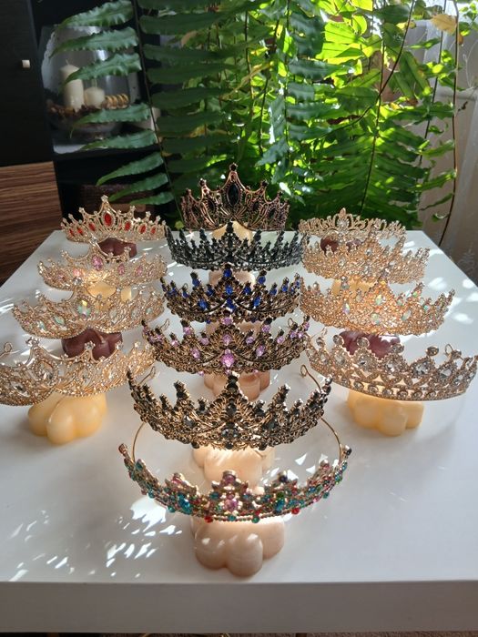 Корона на голову, на торт, діадема, топер, блискітки, свічки