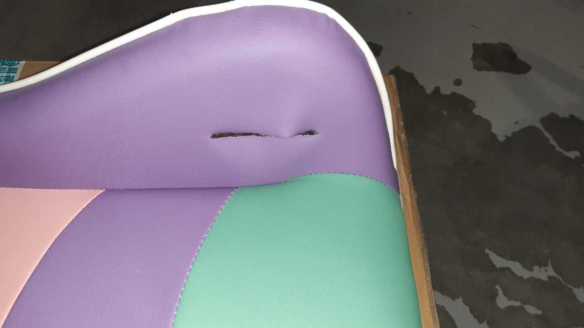 Fotel Hell's Chair Rainbow HC-1002 uszkodzona ekoskóra oparcia