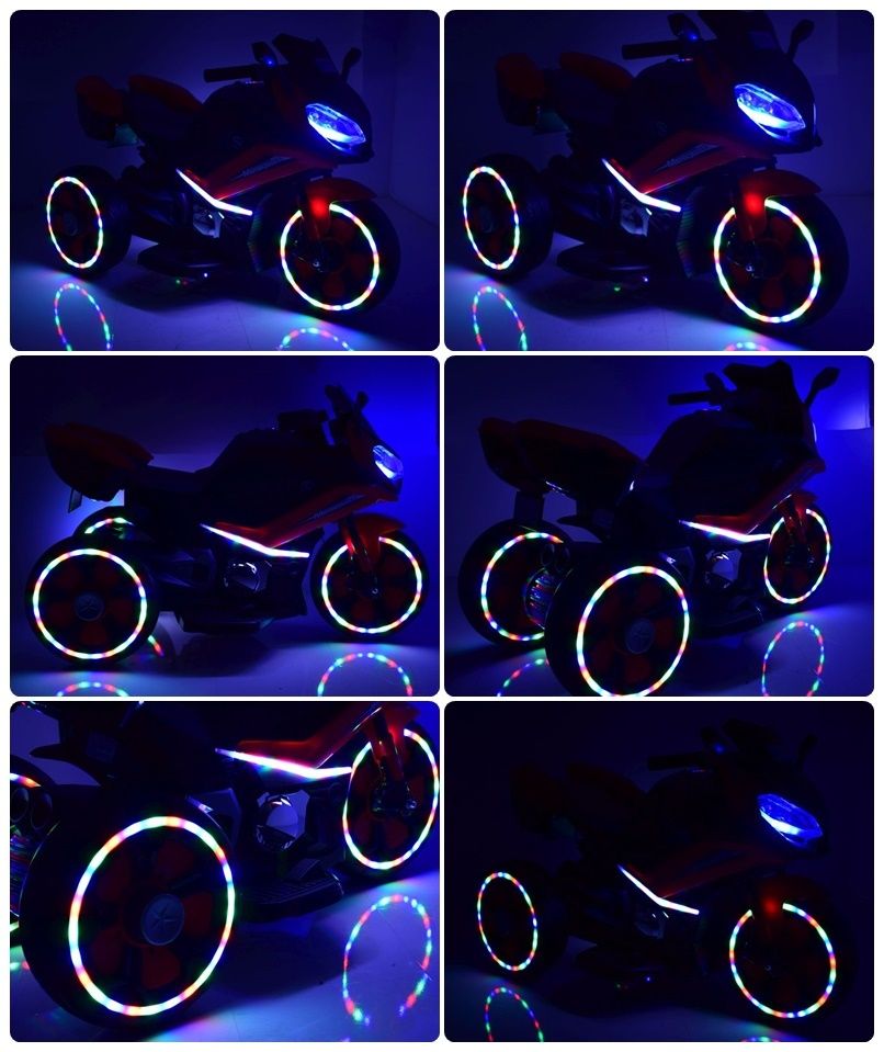 Motor led pojazd muzyka na akumulator 12v motorek dwa silniki ścigacz