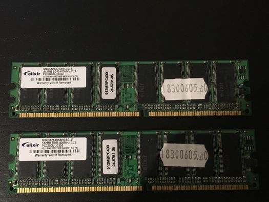 Memória RAM Elixir 512MB x 2 unidades