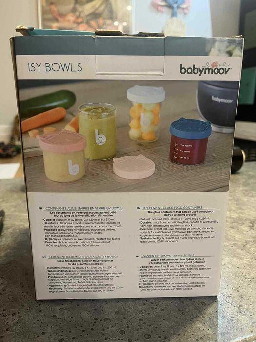 Babymoov ISY BOWLS szklane pojemniki 6x250ml + 3x120ml