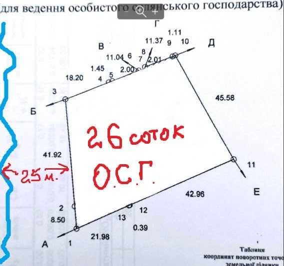 Центр Новоалександровки 26 сот. 41 х 50 ОСГ.  кадастр приватизация.