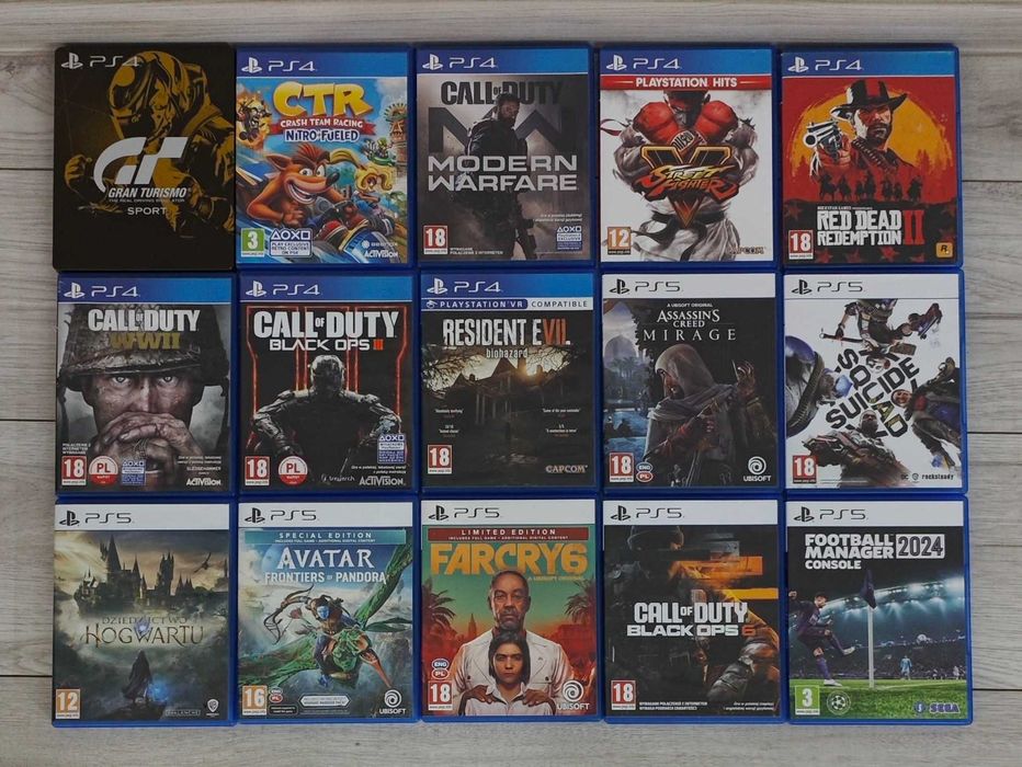 Gry Ps4 Ps5 GT Sport CTR Call Of Duty RDR II FarCry Assasins Wysyłka