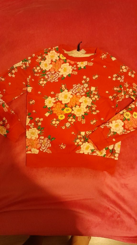 Bluza czerwona,kwiaty H&M XS