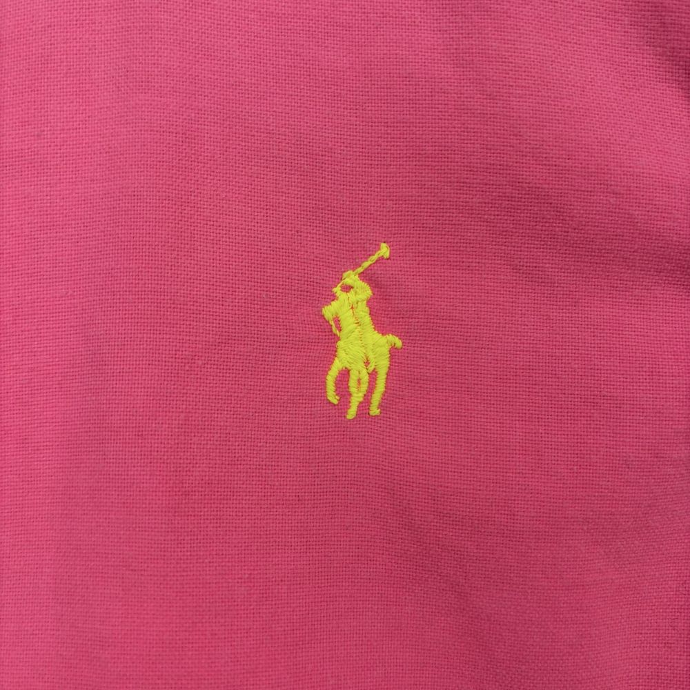 różowa neonowa koszula z długim rękawem Ralph Lauren haft logo