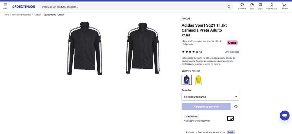 Casaco Preta Adidas Sport Sq21 Tam:L (136)
