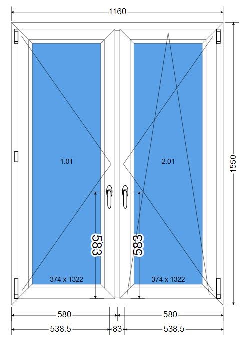 Okno 1160x1550 / 116x155 Dwuskrzydłowe - TANIO / WROCŁAW