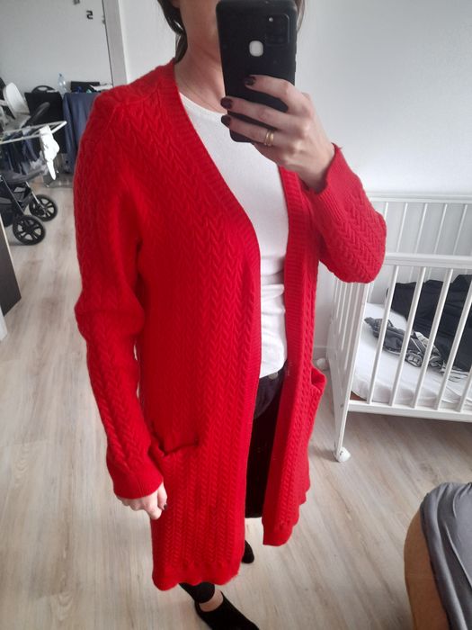 Kardigan czerwony długi