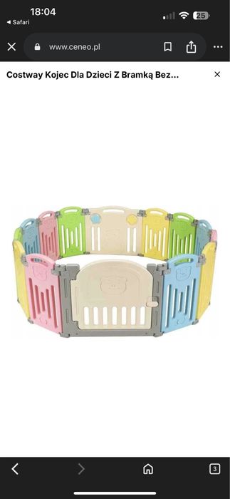 Costway Kojec Dla Dzieci Z Bramką Bezpieczeństwa