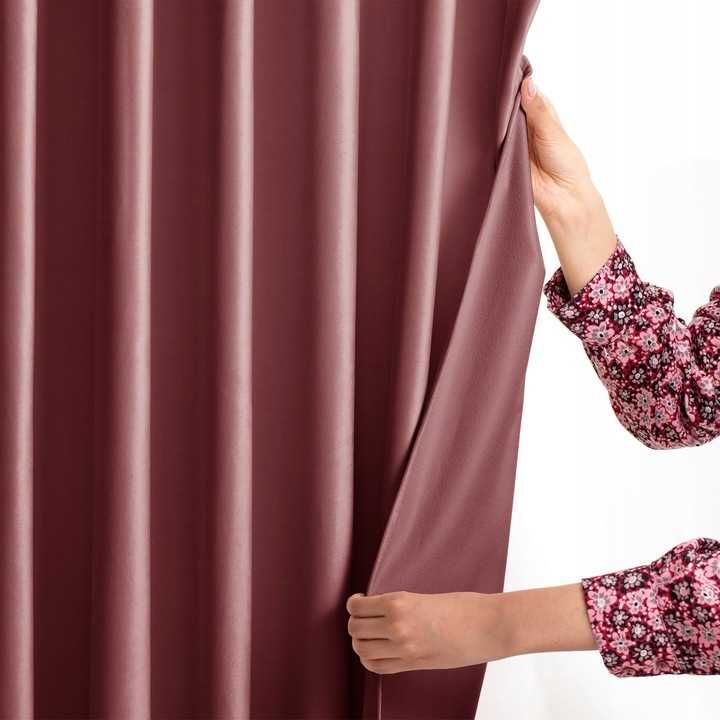 Zasłona welurowa velvet szarfa na taśmie wave multi 140x270 Różana