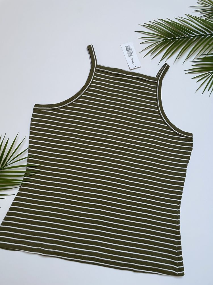 22 50 George koszulka na ramiączkach bawełna prążkowana top khaki duży