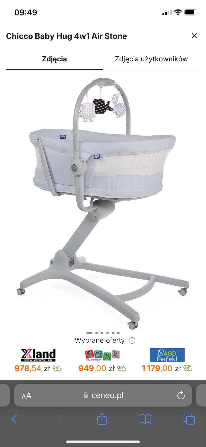 Dostawka łóżeczko krzesełko Chicco baby hug 4w1 air siwy