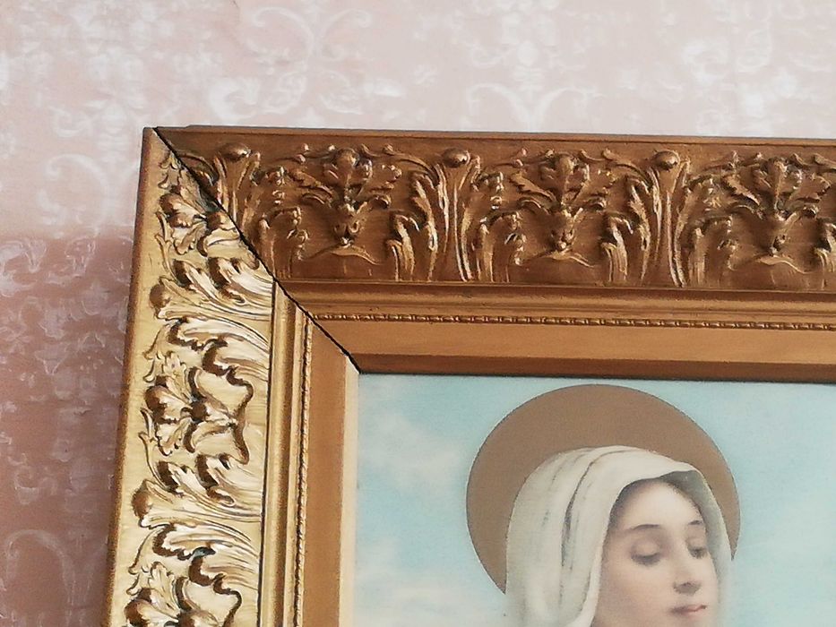 Stary obraz Matka Boska Szkaplerzna przedwojenny rarytas