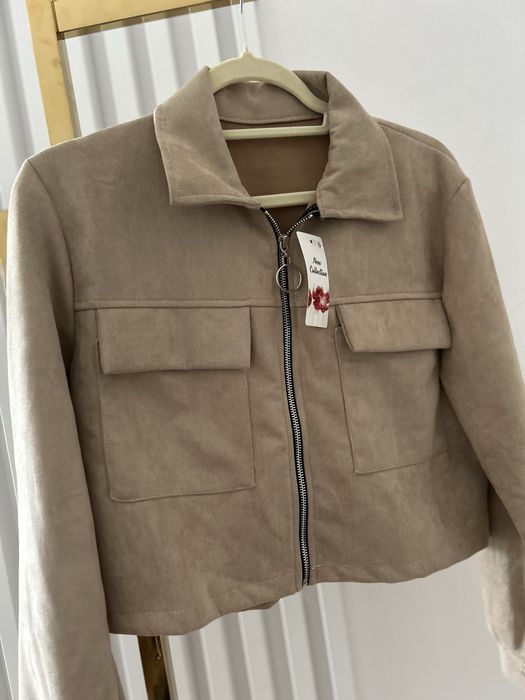 Kurtka damska zamszowa beżowa koszulowa nowa butik