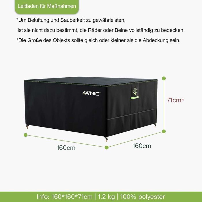 чохол накриття Брезент для садових меблів Awnic, водонепро 160x160x71
