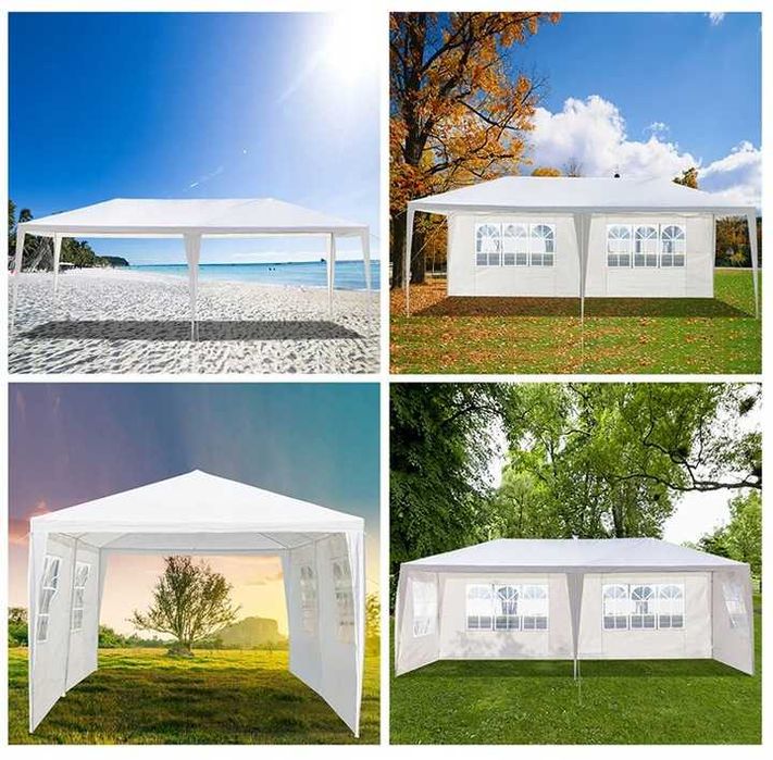 Nowy Pawilon 6x3m wys 2,5m Boczne Ściany Wodoodporny BIAŁY Imprezy W-a