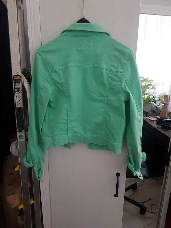 Zielona kurtka jeansowa, katana damska