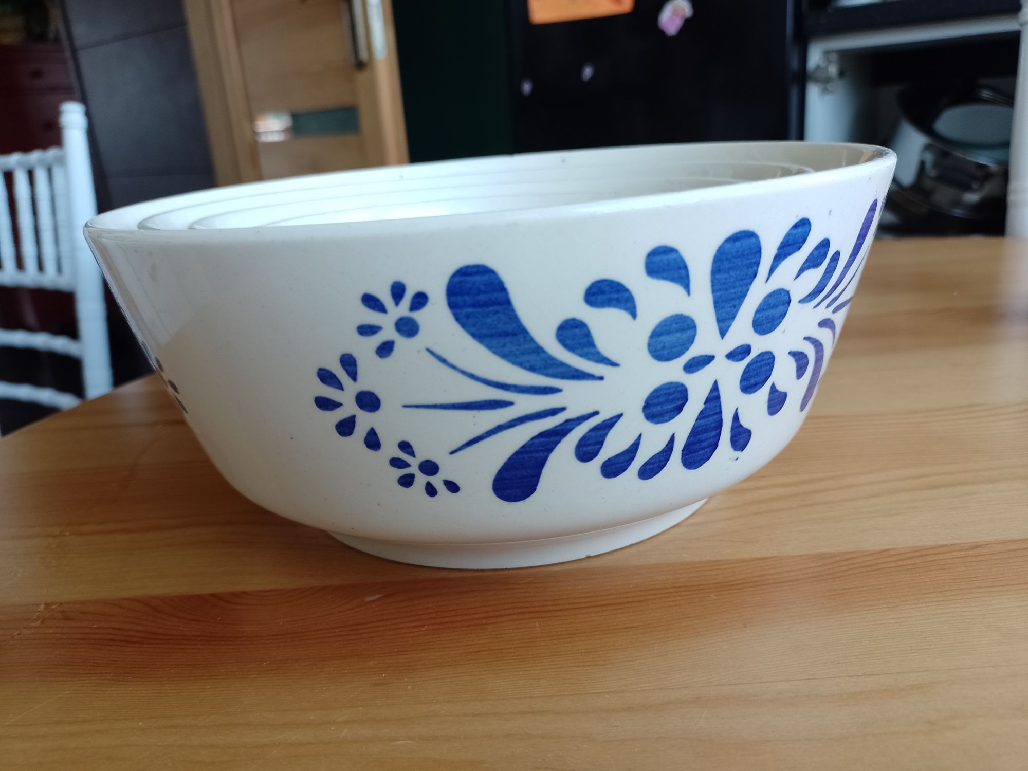 4 x miska różne rozmiary ceramiczna kobaltowy wzór stary komplet DDR