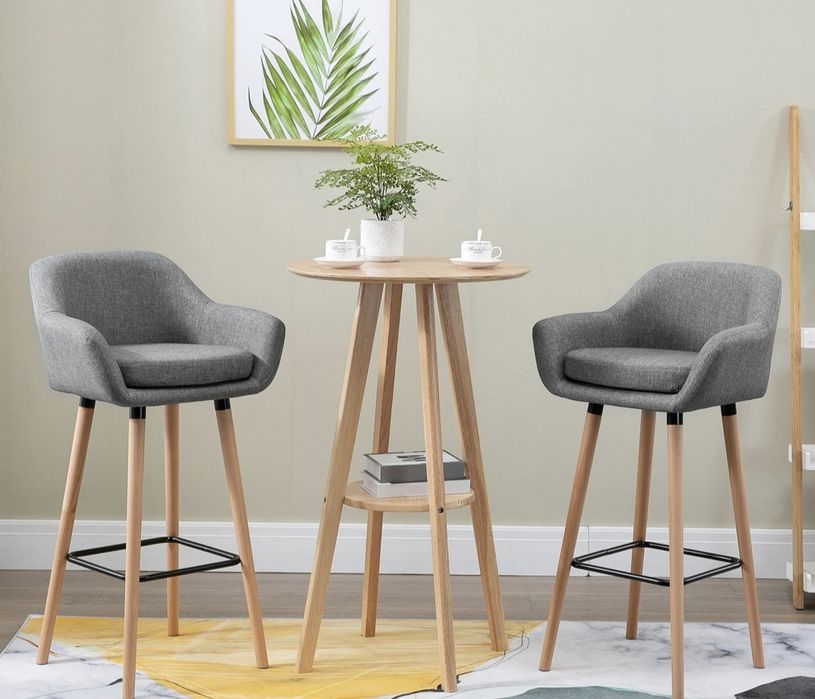 HOMCOM zestaw 2 stołki barowe, krzesło barowe, stołek bistro, stołek k
