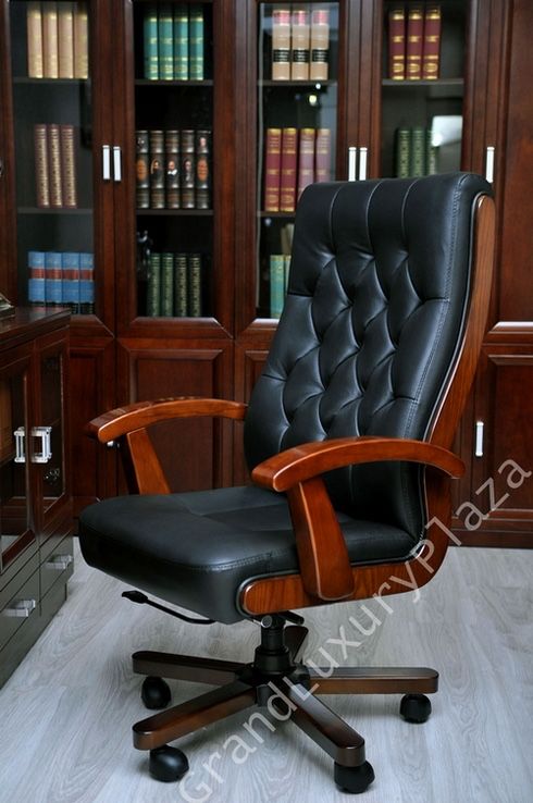 Skórzany obrotowy fotel biurowy, czarny , outlet, - 40% ceny, tanio!