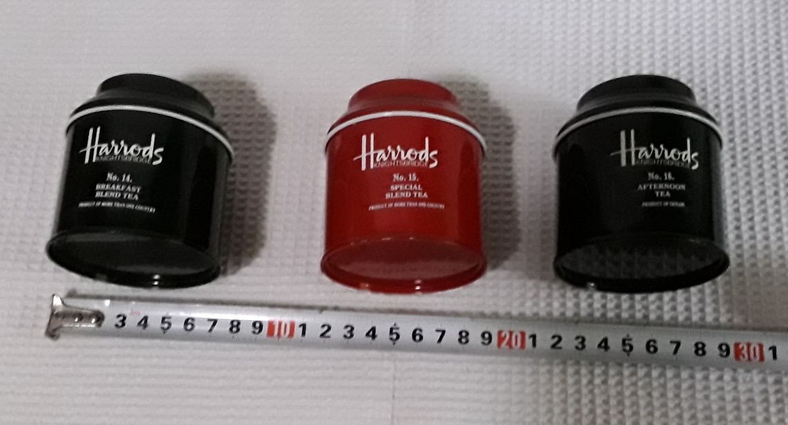 3 Latas / caixas de chá Harrods (vazias)