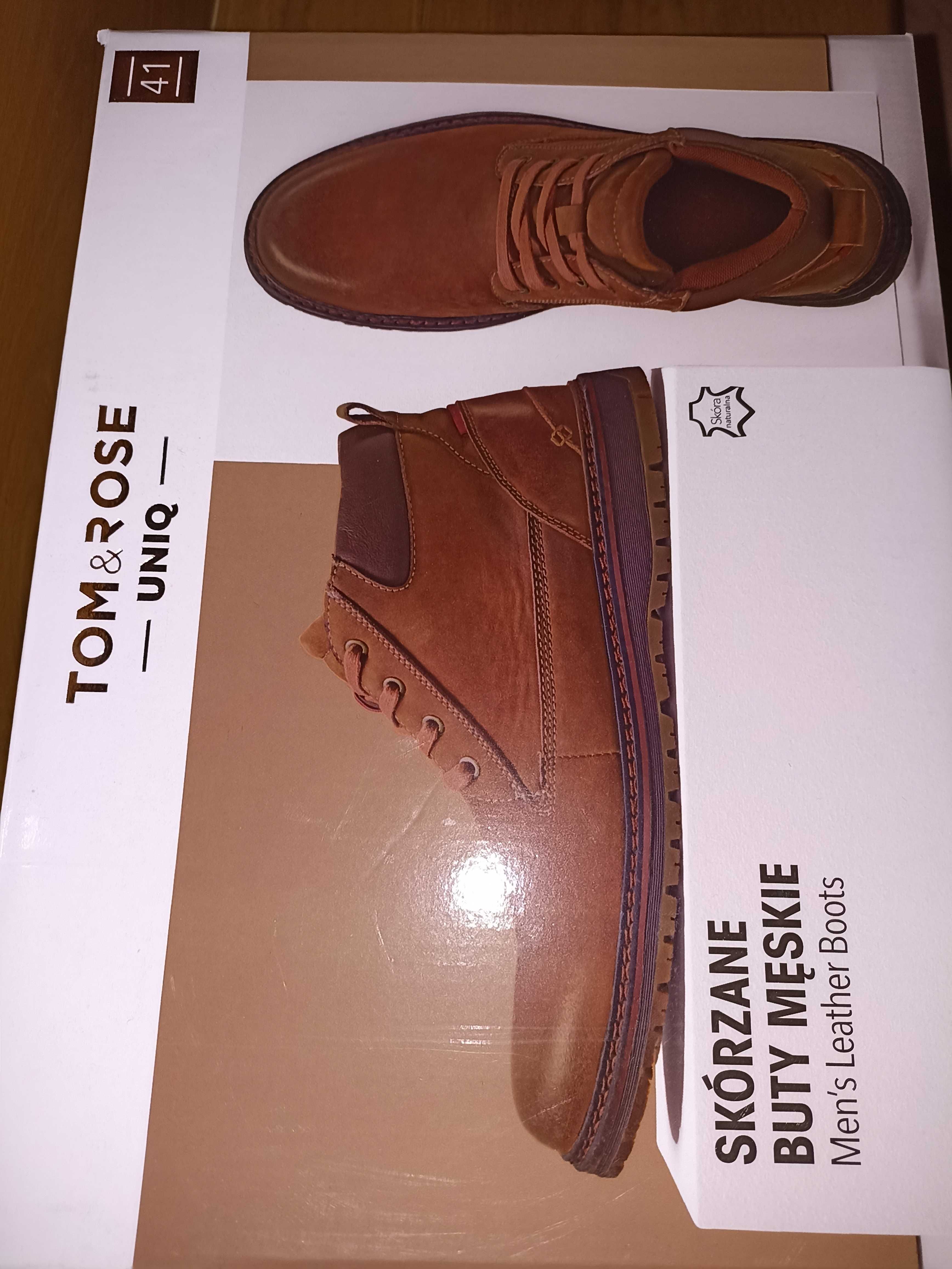 Buty męskie ze skóry naturalnej T&R roz. 41 42 43 brązowe 44 Nowe