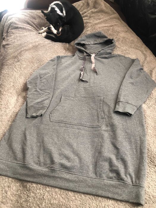 Sukienka, bluza sportowa z kapturem szara z meszkiem ROZM 48/50