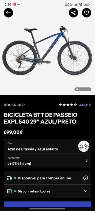 Bicicleta 1 mês de uso 
540 29" AZUL/PRETO comprada a exatamente