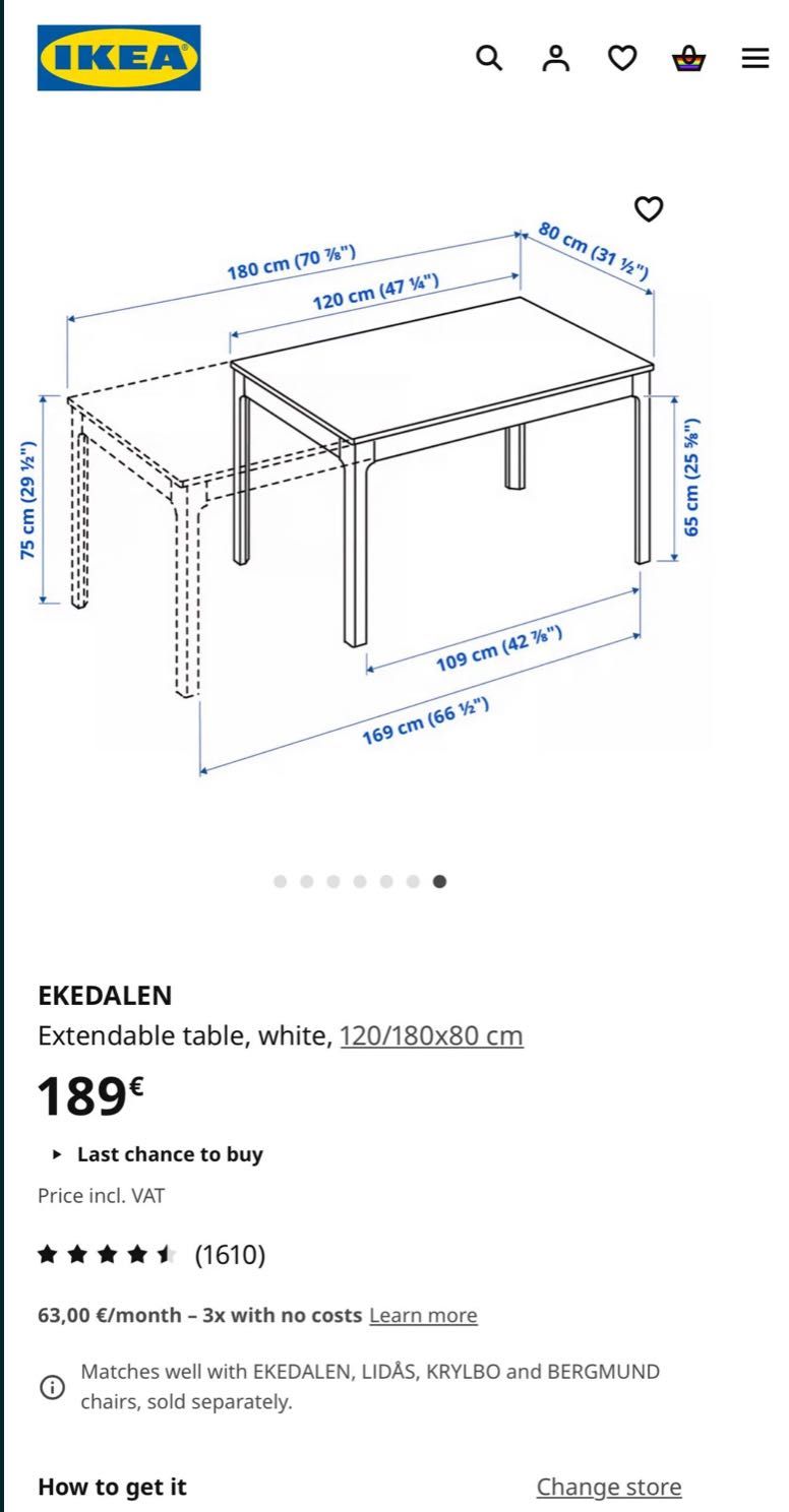 Mesa EKEDALEN Ikea (extensível)