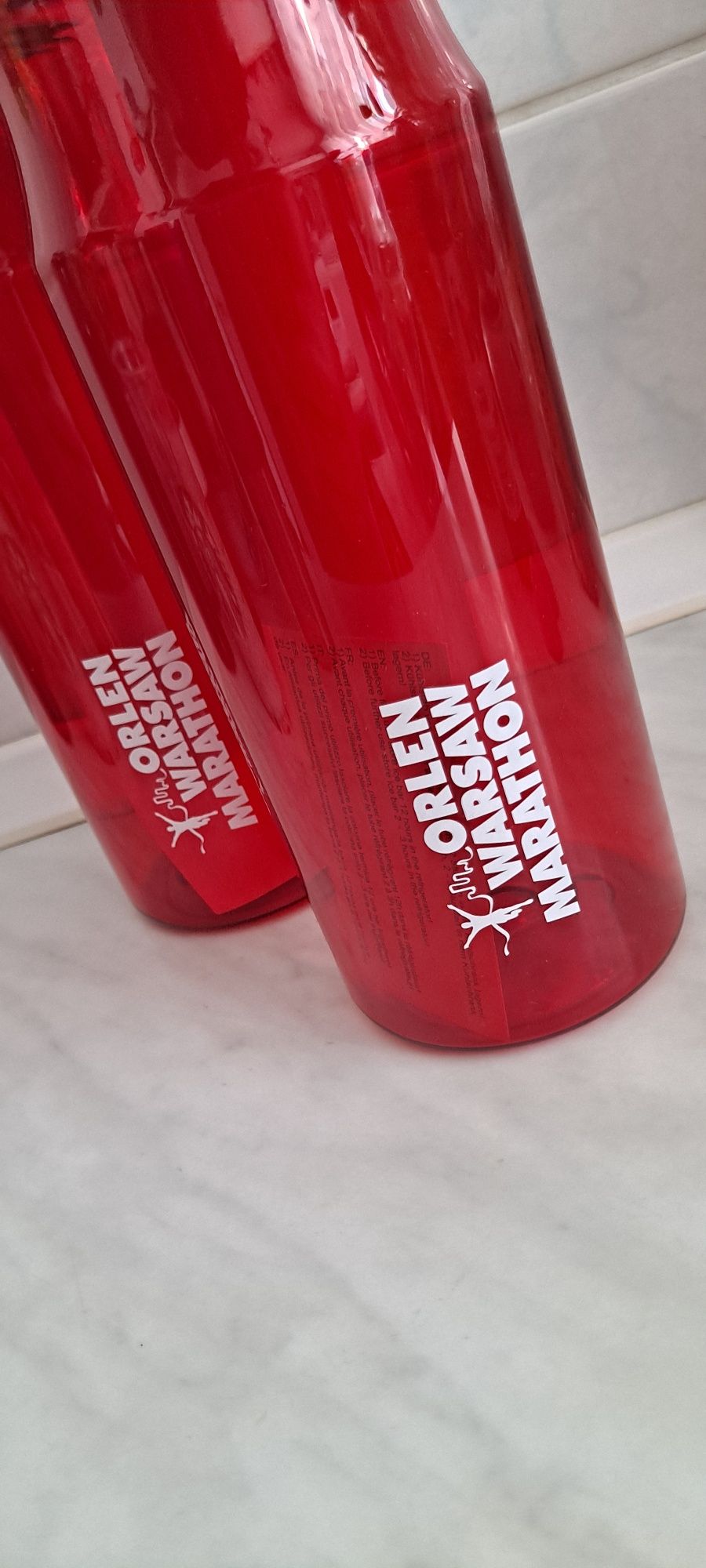 Bidon z logo "ORLEN WARSAW MARATHON". 2 sztuki