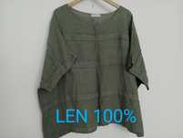Nowa bluzka zieleń khaki LEN oversize