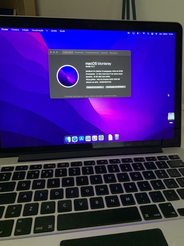 Macbook pro(retina 13 polegadas, inicio 2015)