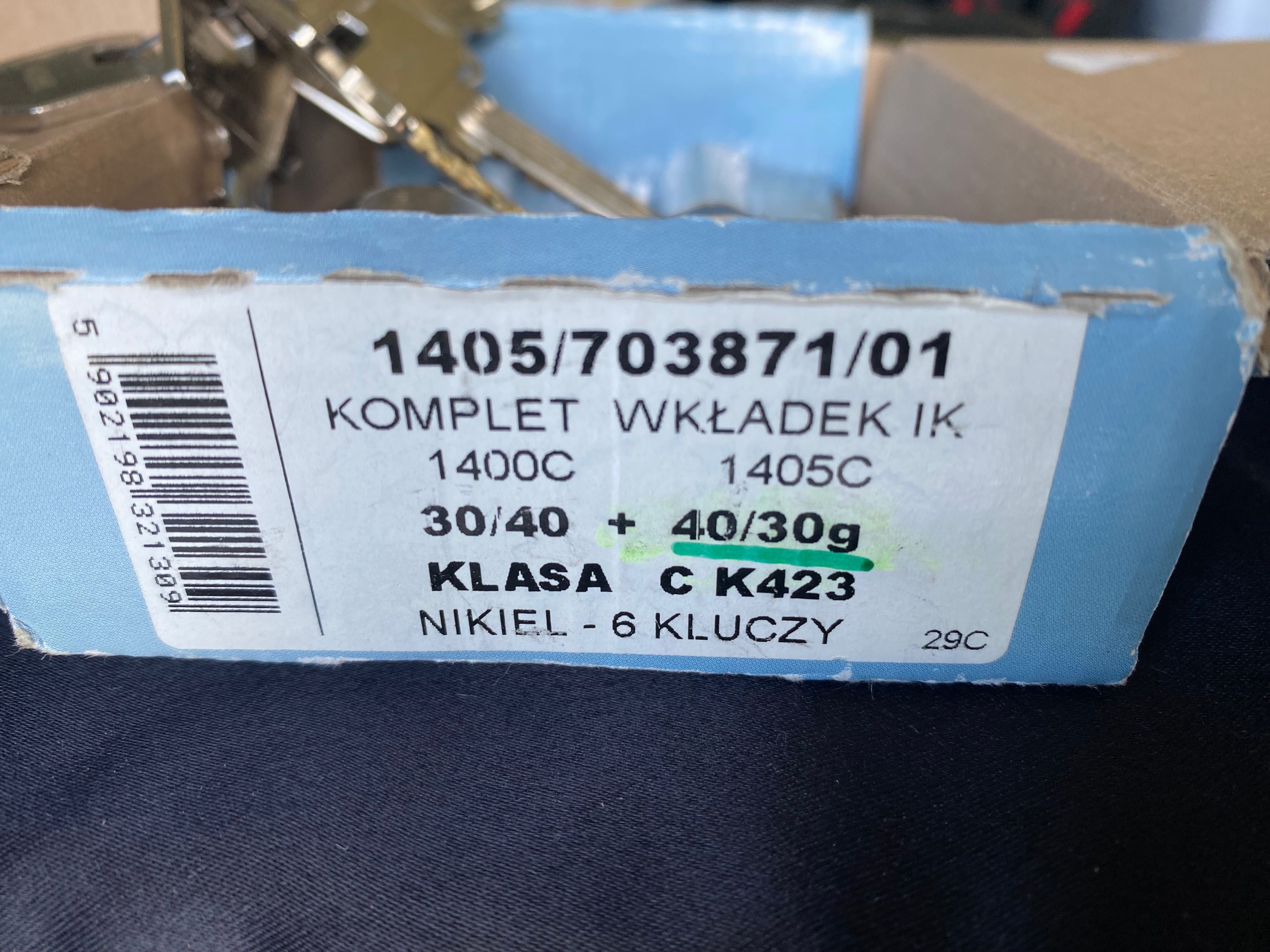 Komplet wkładek do drzwi Wilka 40/30 6 kluczy karta nowy klasa C