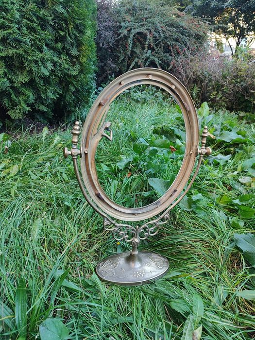 Piękna, stara mosiężna ramka do lustra/ fotografii- UNIKAT