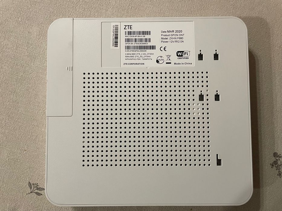 Router ZTE ZXHN F680 GPON ONT – w pełni sprawny, z zasilaczem
