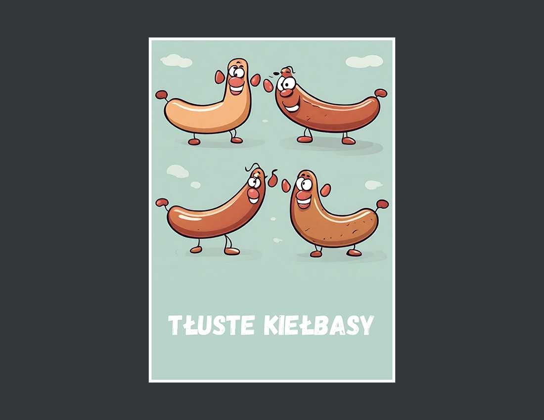 Plakat premium - tłuste kiełbasy