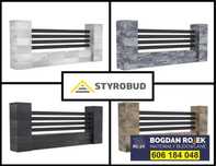 Ogrodzenie modułowe betonowe bloczek gładki Styrobud FINI murek daszek