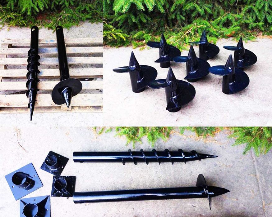 Гвинтові палі, одновиткові, оголовки, геошурупи,  монтаж