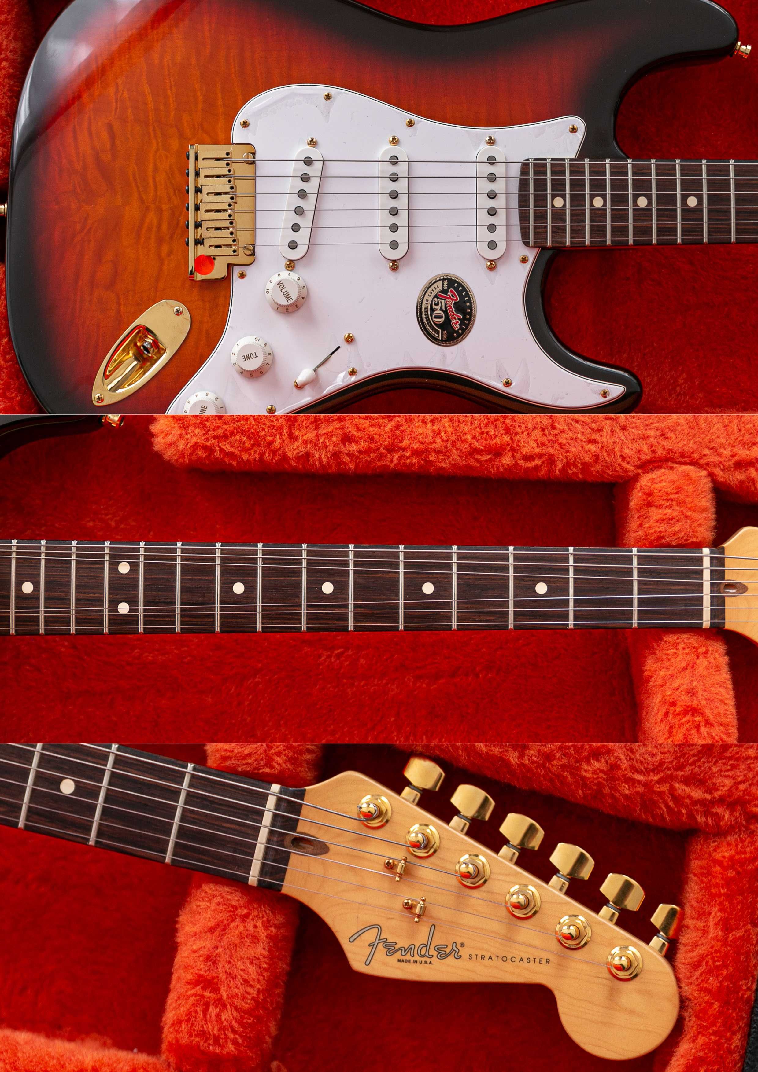 1996 Fender 50th Anniversary Stratocaster Ltd Flame Top Gold H
