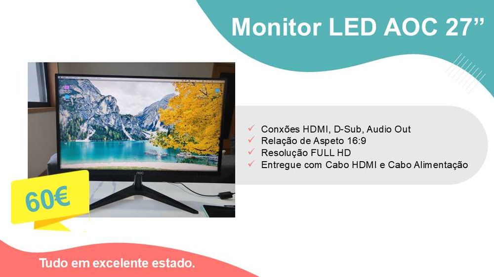 Monitor LED AOC 27”