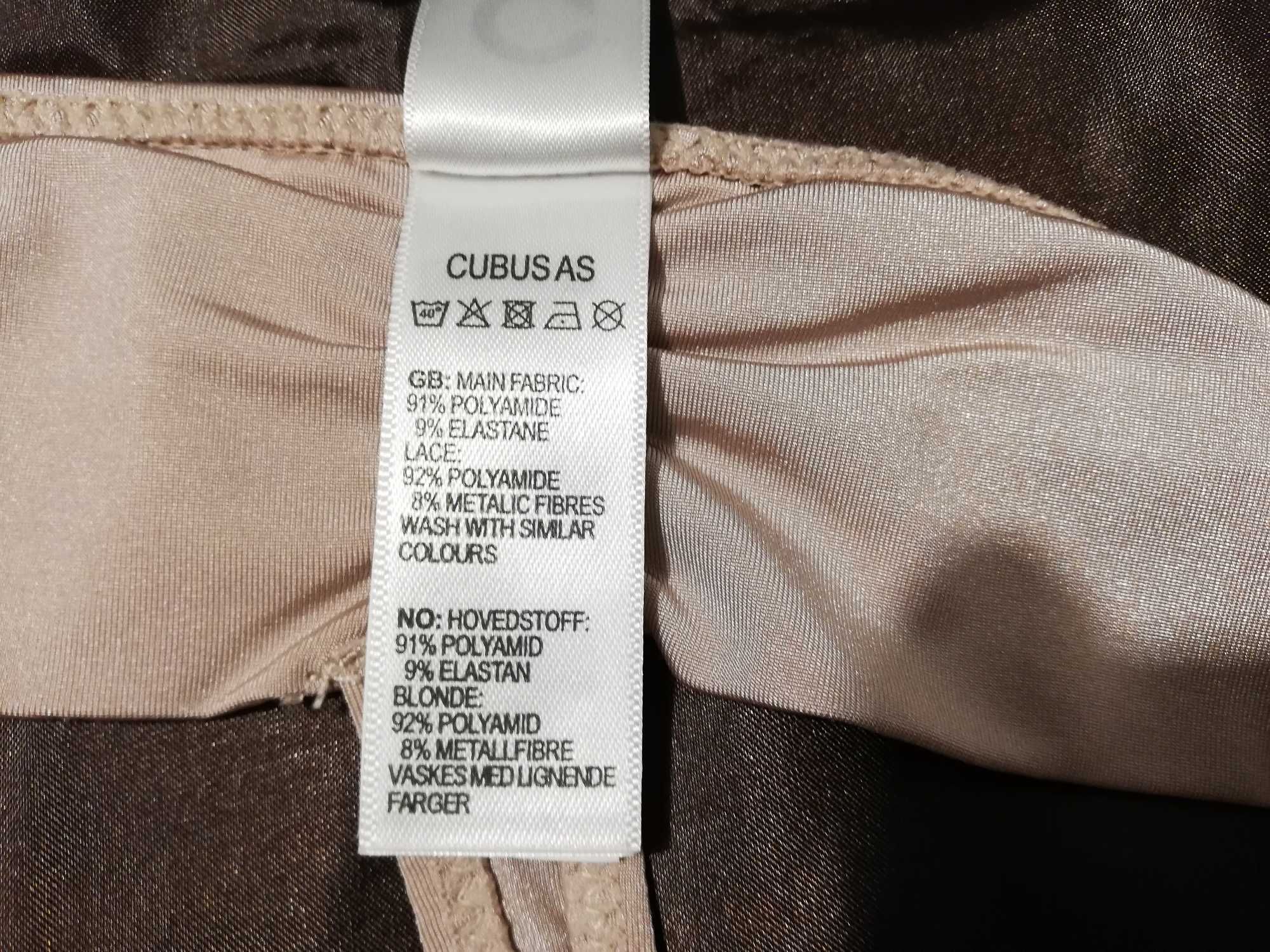 eleganckie stringi 42/ XL Cubus taupe majtki koronka beżowe