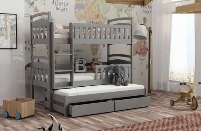 Łóżko piętrowe 3 osobowe dla dzieci Maja 7 z materacami 190x80 !