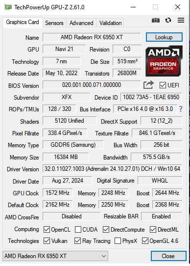 XFX Radeon RX 6950 XT Speedster MERC 319 16GB GDDR6